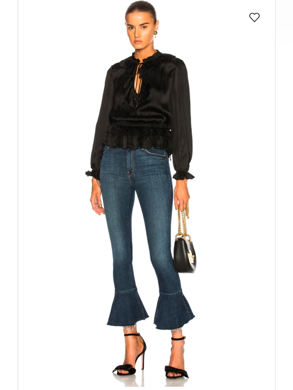 MOTHER The Cha Cha In Girl Crush Raw  Ruffles Hem Denim Jeans